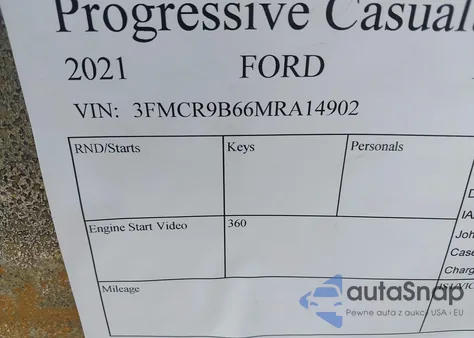 2021 Ford Bronco Sport Big Bend из США, поврежденный, VIN 3FMCR9B66MRA14902